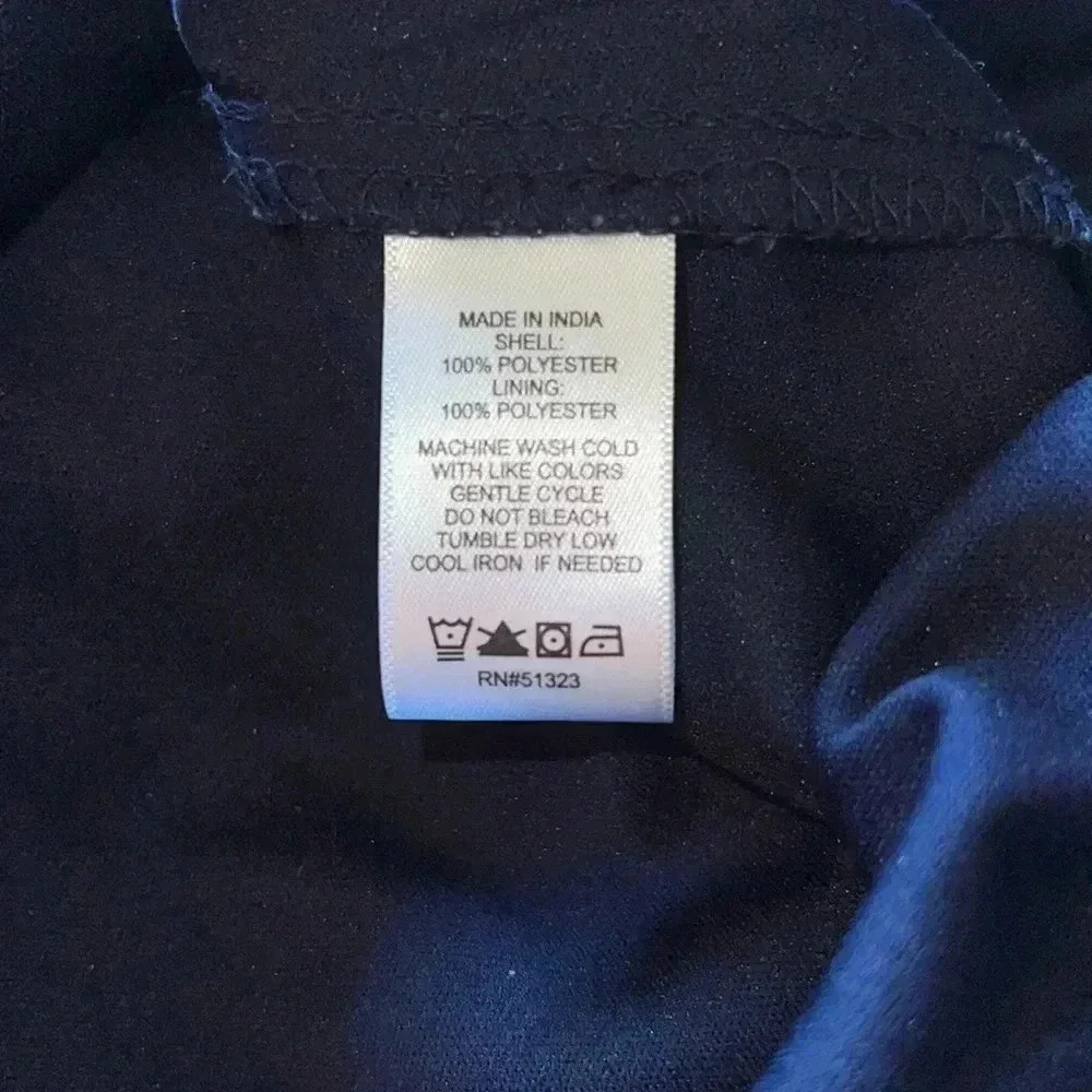 CeCe Women’s Navy Blue Off the Shoulder Bubble 3/4 Sleeve Tie at Waist Blouse M - Picture 12 of 16
